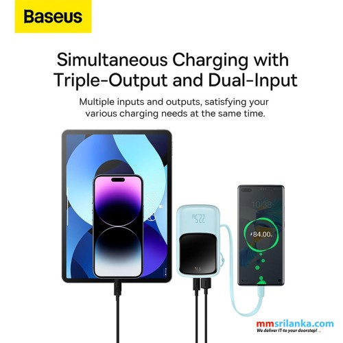 Baseus Qpow Pro 10000mAh 22.5W Digital Display Fast Charge Power Bank Type-C Edition Blue 